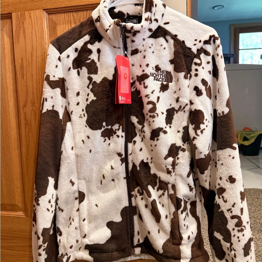 The North Face Brown & White Cow Print Fleece Jacket